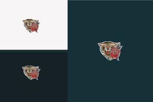 tête de tigre et fleur rouge conception d'illustration vectorielle vecteur