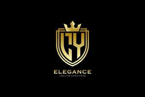 logo monogramme de luxe initialement élégant ou modèle de badge avec volutes et couronne royale - parfait pour les projets de marque de luxe vecteur