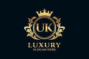 modèle de logo de luxe royal lettre initiale uk dans l'art vectoriel pour les projets de marque de luxe et autres illustrations vectorielles.