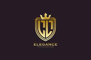 initial ll élégant logo monogramme de luxe ou modèle de badge avec volutes et couronne royale - parfait pour les projets de marque de luxe vecteur