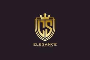 logo monogramme de luxe élégant initial ls ou modèle de badge avec volutes et couronne royale - parfait pour les projets de marque de luxe vecteur