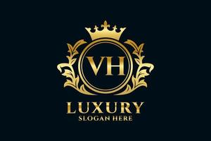 modèle de logo de luxe royal de lettre vh initiale dans l'art vectoriel pour des projets de marque luxueux et d'autres illustrations vectorielles.