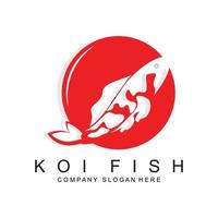 création de logo de poisson koi, vecteur de poisson d'ornement, produit de marque d'illustration d'ornement d'aquarium