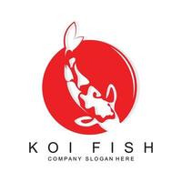 création de logo de poisson koi, vecteur de poisson d'ornement, produit de marque d'illustration d'ornement d'aquarium