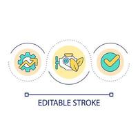 icône de concept de boucle de moteur respectueuse de l'environnement. technologies automobiles. illustration de ligne mince d'idée abstraite de moteur hybride et électrique. dessin de contour isolé. trait modifiable. vecteur