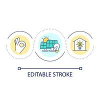 icône de concept de boucle d'énergie solaire. source d'énergie alternative. illustration de ligne mince d'idée abstraite de technologie respectueuse de l'environnement. dessin de contour isolé. trait modifiable. vecteur