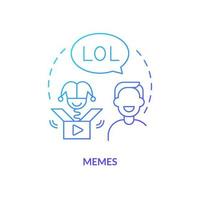 icône de concept de dégradé bleu meme. vidéo et blagues statiques. contenu amusant. illustration de ligne mince d'idée abstraite de tendance de médias sociaux. dessin de contour isolé. vecteur