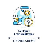 obtenir des commentaires de l'icône de concept des employés. choisir la bonne illustration de la ligne mince de l'idée abstraite cms. site Web d'entreprise. dessin de contour isolé. trait modifiable. vecteur