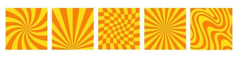 ensemble d'arrière-plans carrés monochromes dans le style rétro des années 70, 80. conception psychédélique abstraite hippie groovy. illustration vectorielle vecteur