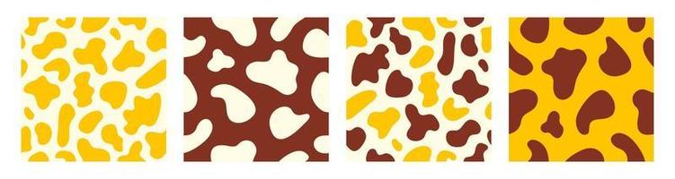 ensemble tendance de motifs harmonieux de peaux d'animaux tachetées. imprimé abstrait dans les couleurs jaune, marron et beige. illustration vectorielle vecteur