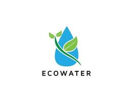 logo eco water avec illustration de conception de feuille vecteur