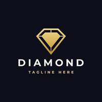 création de logo de bijoux de luxe en diamant doré vecteur