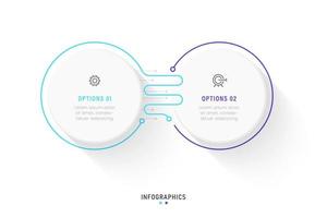 modèle de conception d'étiquettes infographiques vectorielles avec icônes et 2 options ou étapes. peut être utilisé pour le diagramme de processus, les présentations, la mise en page du flux de travail, la bannière, l'organigramme, le graphique d'informations. vecteur