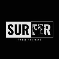 conception de t-shirts et de vêtements de surfeur vecteur