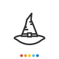 icône de chapeau de sorcière, vecteur et illustration.