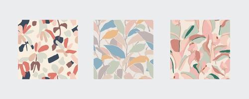illustration de fleurs sur le thème de la nature vecteur motif de répétition sans couture 3 ensemble de conception