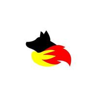 loup noir avec un logo taii jaune et rouge vecteur