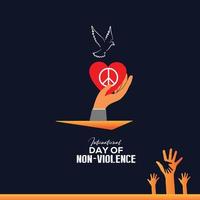 concept de journée internationale de la non-violence. 2 octobre. modèle pour l'arrière-plan, la bannière, la carte, l'affiche. illustration vectorielle. vecteur