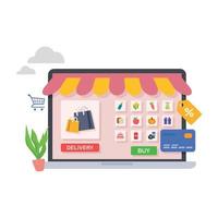 concept d'achat d'épicerie en ligne. commande et livraison dans l'illustration du supermarché en ligne. vecteur