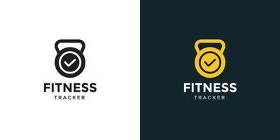 logo de remise en forme moderne avec suivi du temps et icône de kettlebell pour club de remise en forme vecteur