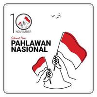 hari pahlawan nasional conception minimale du drapeau indonésien vecteur