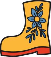 bottes mignonnes dessinées à la main avec illustration de fleurs vecteur