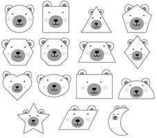 formes d'ours polaires, images pour créer des feuilles de travail pour les tout-petits, l'école maternelle et la maternelle, joli clipart d'ours vecteur