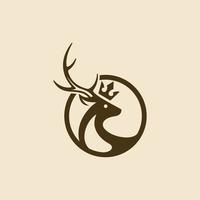 cerf couronne animal silhouette illustration logo vecteur