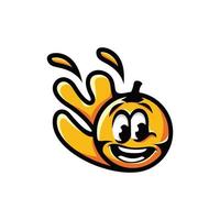 logo d'illustration de mascotte de fruits orange vecteur