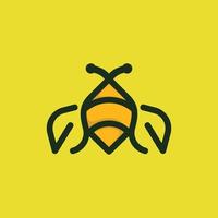 logo créatif moderne de ligne de feuille d'abeille vecteur