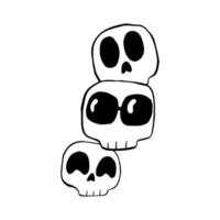 illustration vectorielle de ligne de dessin animé de crâne sur fond blanc. vecteur