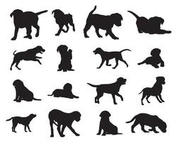 silhouettes de labrador retriever, collection de silhouettes d'animaux labrador retriever. vecteur