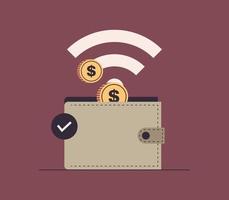 paiement en ligne et paiement des achats avec compte dans l'illustration vectorielle plane de téléphone mobile. vecteur