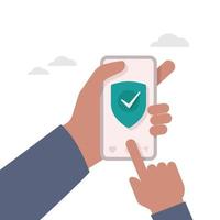 notion de sécurité des données. application de sécurité mobile sur l'illustration de l'écran du smartphone. vecteur