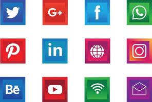 ensemble de collection de logos et d'icônes de médias sociaux populaires vecteur