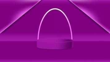 podium violet avec des lignes lumineuses au-dessus de gauche et de droite. illustrations vectorielles. eps 10 vecteur