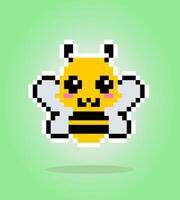 abeille pixel 8 bits. actifs de jeu d'animaux en illustration vectorielle. vecteur