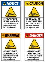 Étiquette de danger de lumière ultraviolette sur fond blanc vecteur