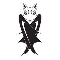 logo icône image chauve-souris noir et blanc vecteur