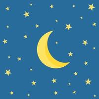 dessin animé de lune et d'étoiles sur fond bleu. vecteur