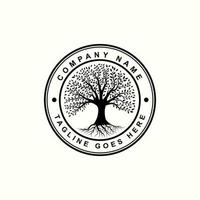 création de logo de chêne, forme de cercle de vecteur d'arbre. inspiration de conception de logo arbre de vie