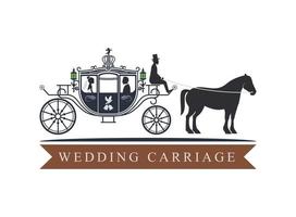 conception de modèle de logo de wagon classique de chariot royal de mariage pour la marque ou l'entreprise et autre vecteur