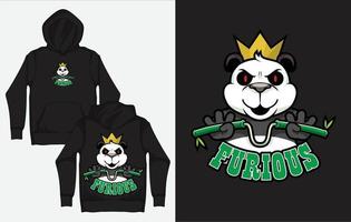 sweats à capuche avec motif streetwear de caractère, panda tenant un nunchaku vecteur