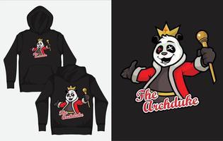 sweats à capuche avec un design streetwear de caractère, le roi panda vecteur