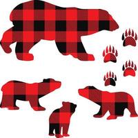 ensemble de plaid de buffle d'ours. illustration vectorielle animal des bois. clipart de bûcheron. vecteur