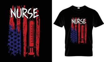 graphique de conception de t-shirt de drapeau d'infirmière. vecteur