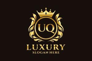 modèle initial de logo de luxe royal de lettre uq dans l'art vectoriel pour des projets de marque luxueux et d'autres illustrations vectorielles.