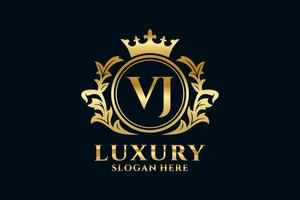 modèle initial de logo de luxe royal de lettre vj dans l'art vectoriel pour des projets de marque luxueux et d'autres illustrations vectorielles.