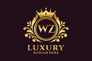 modèle de logo de luxe royal de lettre wz initial dans l'art vectoriel pour des projets de marque luxueux et d'autres illustrations vectorielles.