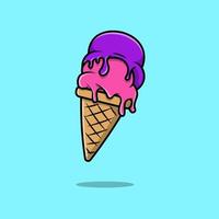 illustration d'icône de vecteur de dessin animé de cône de crème glacée. concept de dessin animé plat.